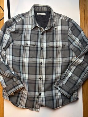 Outerknown cotton plaid shacket shirt jacket sz L